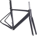 700C Road Bike Frameset 45CM 48CM 51CM Aluminum Alloy Disc Brake Frame Wind Breaker Frame Carbon Fiber Fork BSA BB68 Thru Axle 12 * 100mm 12 * 142mm(Black,45cm)