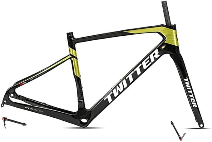 Carbon Road Bike Frameset Disc Brake 700C Off-Road Racing Frame 45/48/51/54cm Front 100mm Rear 142mm Thru Axle Frame Set(Black A,54CM)