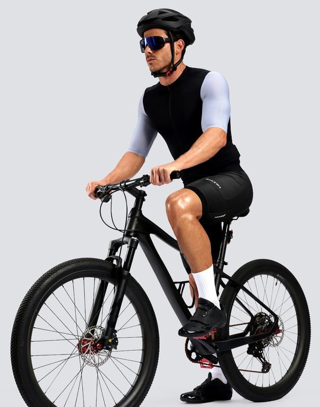 Bikewa Men's Cycling Shorts 7" 4D Padded Bike Shorts for Men Road Biking Bicycle Riding Cycle Biker Phone Pockets