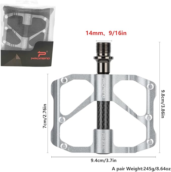 Aluminum Alloy & Carbon Fiber MTB Pedals - 9/16" Sealed 3-Bearing System | Lightweight Non-Slip Platform for Road, Mountain & BMX Bikes