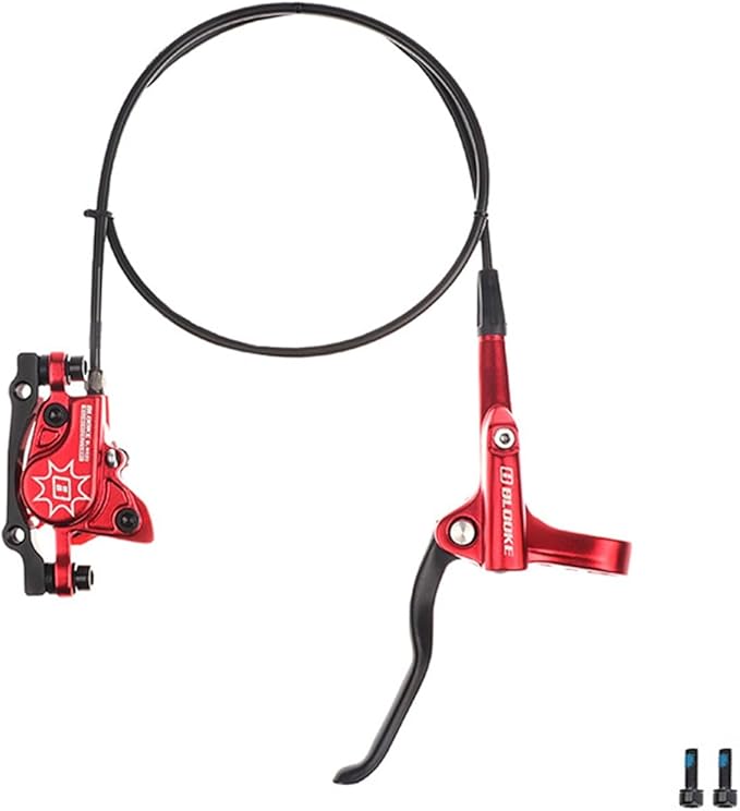 FukkeR Bicycles Aluminum Alloy Disc Brakes Left Front 800mm 2-Pistons E-Bikes Electric Power-Off Hydraulic Brake Fit 160mm Rotor for Mountain Bikes BMX E-Bikes XC Trail