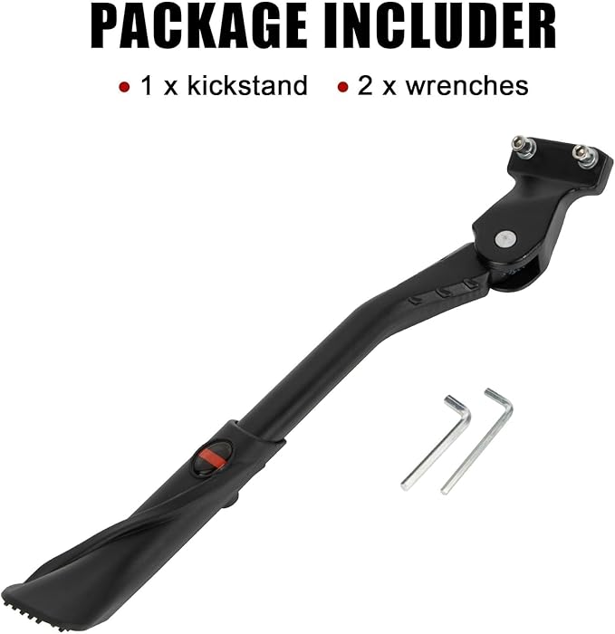 Bike Kickstand 24"-29", PSLER Adjustable Non-Slip Electric Bike Kickstand Kick Stand for Ebike Mountain Bike Adult Bikes with 2 Holes(40mm)