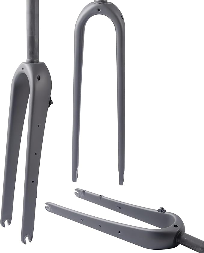Gravel Carbon Fiber Rigid Fork 700C Carbon Fiber Road Bike Rigid Fork QR 9Mm Disc Brake Thru Axle 1-1/8'' Straight/Tapered Tube Light Bicycles Front Forks