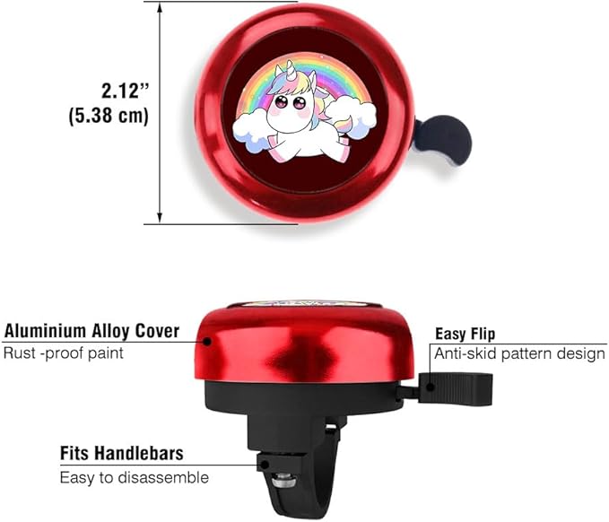 WIRESTER Red Aluminum Round Bike Bell, Classic Ring Bicycle Bell, Bike Accessories Bell Ring for Adults Kids Girls Boys