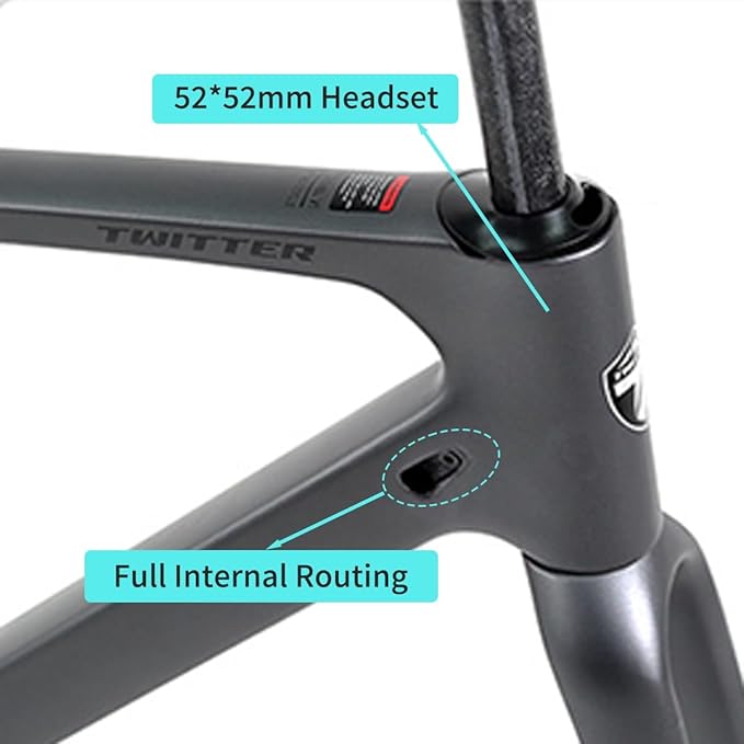 700C Carbon Fiber Gravel Bike Frameset 45/48/51/54CM Road Off-Road Bike Disc Brake Frames Thru Axle Front12×100mm Rear12×142mm Internal Routing(White,51CM)
