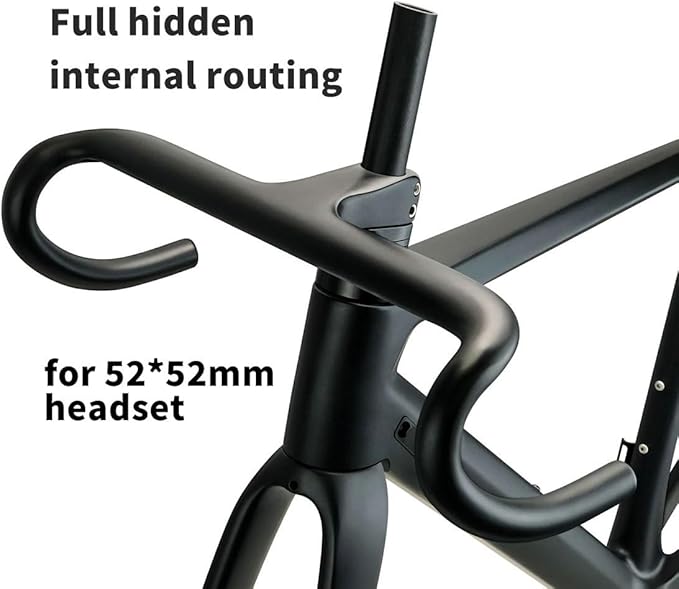 Carbon Road Bike Frameset 46/48/50/52cm C Brake Bike Frame 100mm/130mm QR Lightweight 700C Windbreaker Frames 90x420mm Handlebar Internal Routing (Size : 46CM)