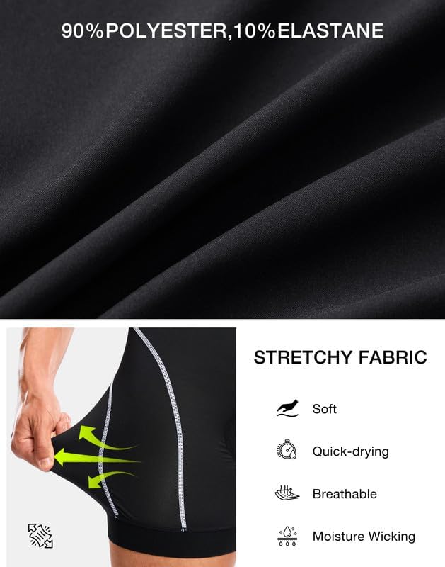 Bikewa Men's Cycling Underwear with Anti-Slip Leg Grips 4D Padded Bike Shorts MTB Liner for Bicycle Biking Riding