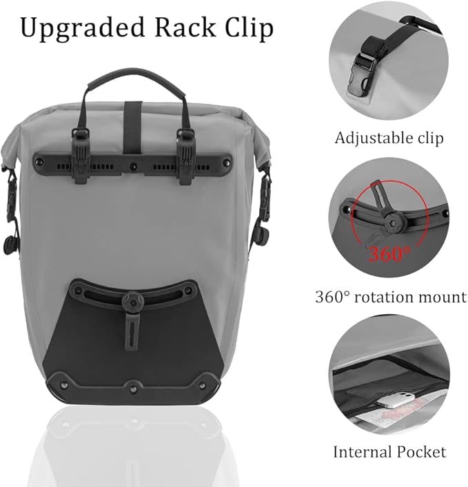 ROCKBROS Bike Panniers Waterproof Bike Rear Rack Bag Max 30L Large Capacity Bike Rear Panniers for Cycling Traveling Commuting 1 Pack