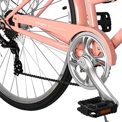 MICARGI 24/26 Inch Adult Cruiser Bicycle Hybrid Bike 1/7 Speeds Commuter Bike for Women, Men, Seniors,Step-Through or Step-Over Bike Steel Frame Multi Colors Style