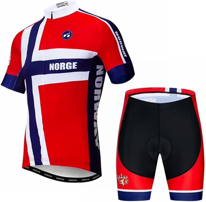 Hotlion Men's Cycling Jersey Sets Gel Pad Summer Bike Clothing Suit Breathable Bike Clothes with 3 Rear Pockets