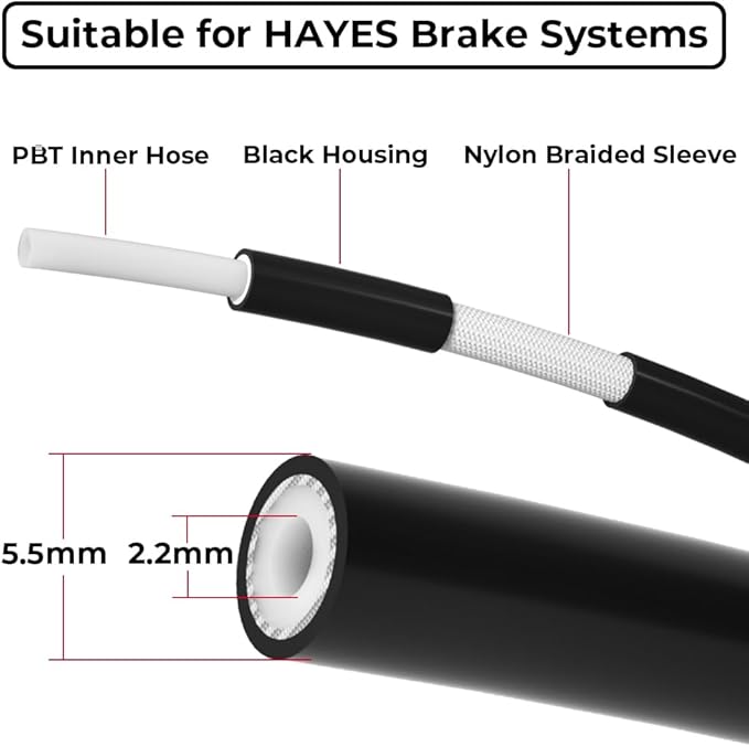 5.5mm Bike Hydraulic Brake Hose Kit for HAYES (Specification: Outer Diameter 5.5mm / Inner Diameter 2.0mm) 5000mm / 16.4FT
