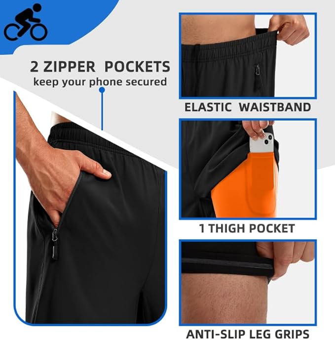 Bikewa Men's Mountain Bike Shorts 3D Padded Loose-fit Riding Biking Cycling Bicycle Biker Shorts for Men Zipper Pockets