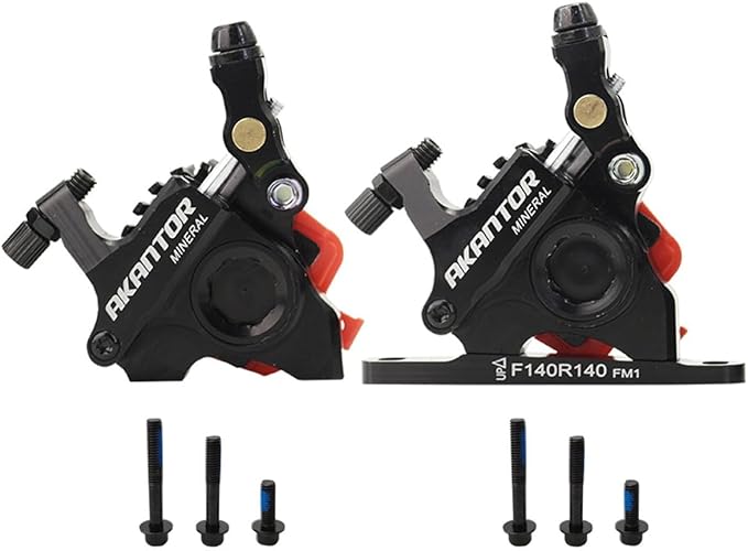 FukkeR Mountain Bikes Hydraulic Disc Brake Set for BMX XC Trail Ebike Bicycles Aluminum Alloy Brakes Fit 140mm Rotor with Caliper PM/is Adapter