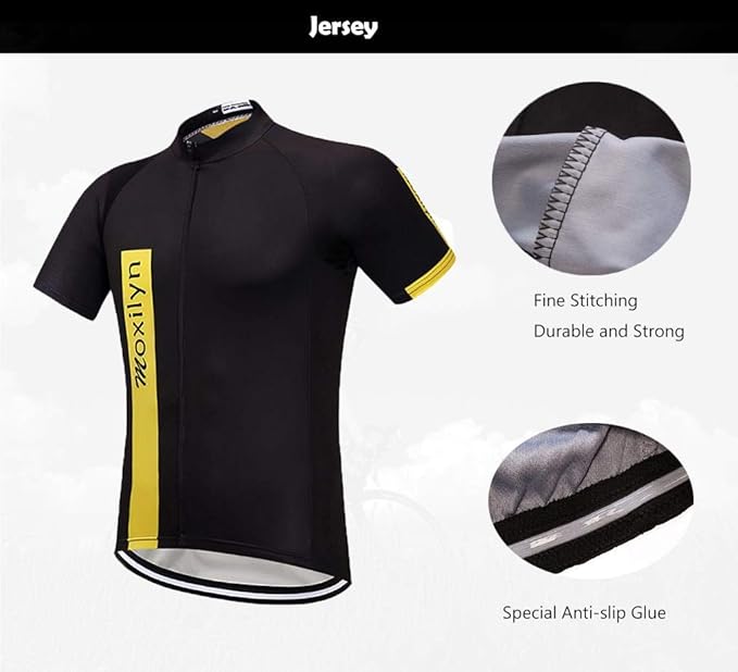MOXILYN Men's Cycling Jersey Full Zip Riding Clothing Mountain Bike Tops Quick Dry - Bike Shirts