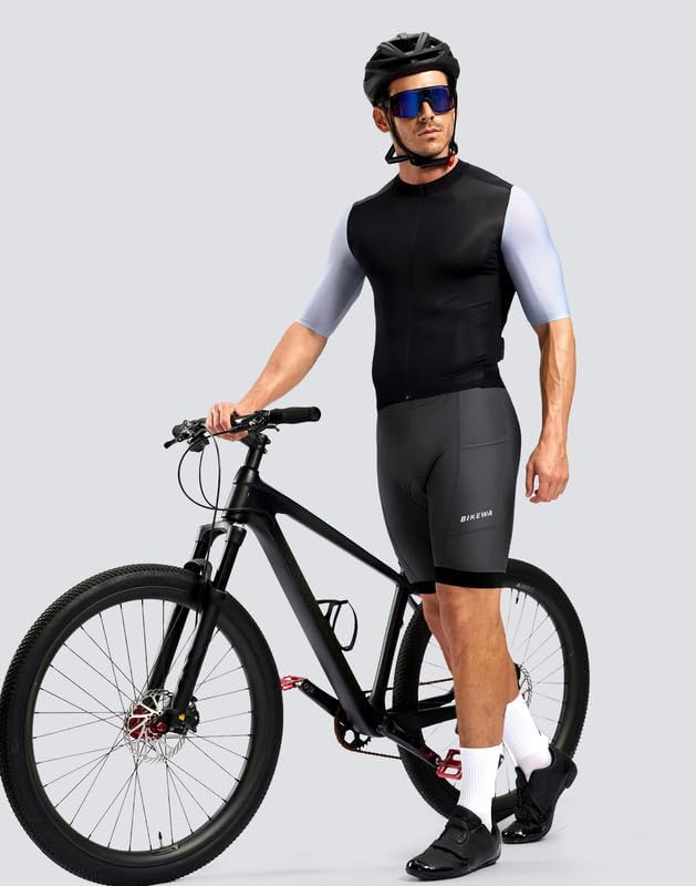 Bikewa Men's Cycling Shorts 7" 4D Padded Bike Shorts for Men Road Biking Bicycle Riding Cycle Biker Phone Pockets