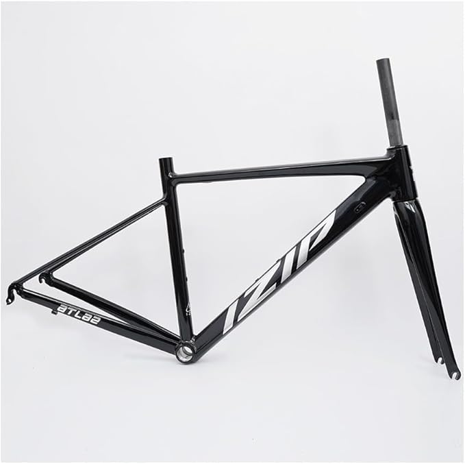 44CM 47CM 50CM 52CM Road Bike Frameset 700C Aluminum Alloy Quick Release Frame 100/130mm C Brake BSA BB68 Carbon Fiber Tapered Fork(Black,52cm)