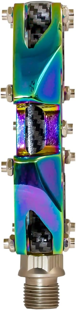 GORIX Bike Flat Pedals Wide CNC Lightweight with Non-Slip Pin Spike Oil Slick Road Mountain MTB Bicycle (GX-Fi777)