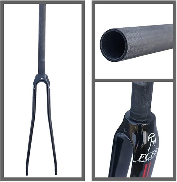 Carbon Fiber Rigid Fork 700C Road Bike Fork V/C Brake 1-1/8'' Straight Threadless Quick Release Front Fork(700c White)