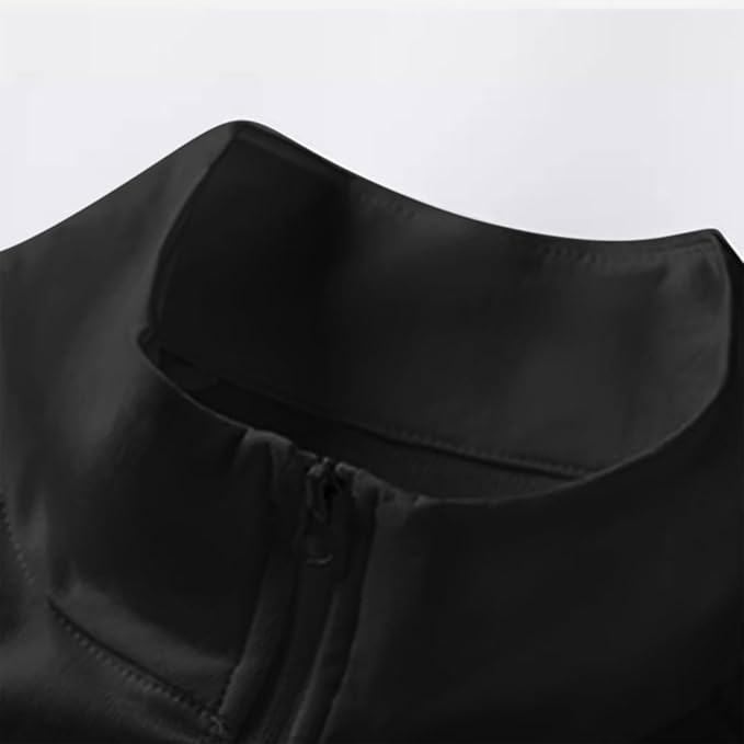 Mens Cycling Bike Jersey Long Sleeve Bicycle Shirts Stretch Color Matching Breathable Quick-Dry Zip Running Shirt