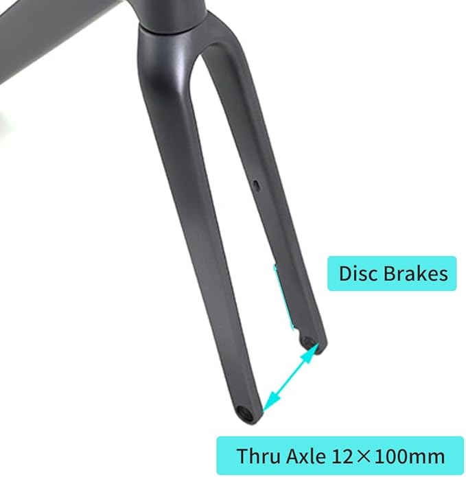 700C Carbon Fiber Gravel Bike Frameset 45/48/51/54CM Road Off-Road Bike Disc Brake Frames Thru Axle Front12×100mm Rear12×142mm Internal Routing(Black,48CM)