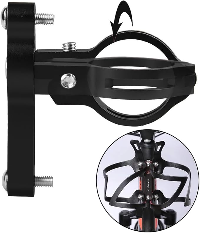 Bike Bottle Cage Adapter, Aluminum Alloy Double Headed Bicycle Bottle Cage Extender High Hardness Adjustable Bottle Mount Seat Post Water Bottle Holder with Installation Tool for MTB Road Bike