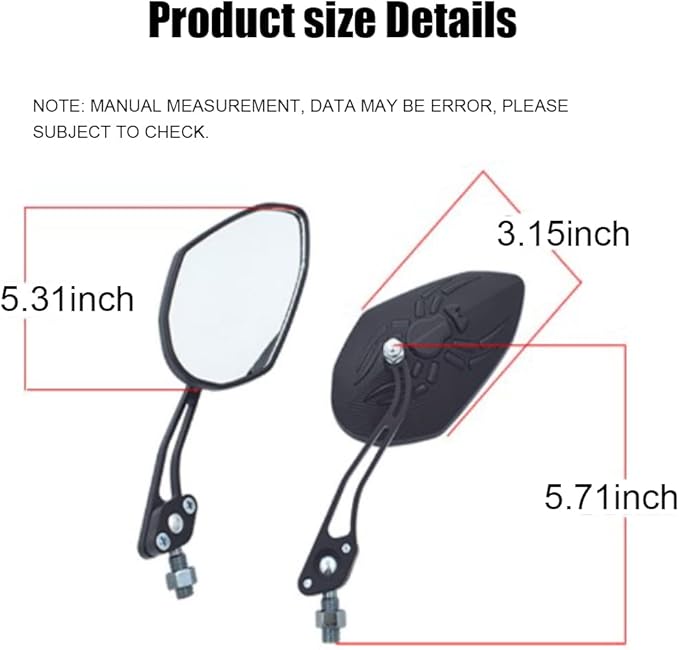 Bicycle Mirrors for Handlebars, 2pcs Safety HD Handlebar Rearview Mirror, Adjustable Bike Mirrors Handlebar Rearview Mirror, Electric Bike