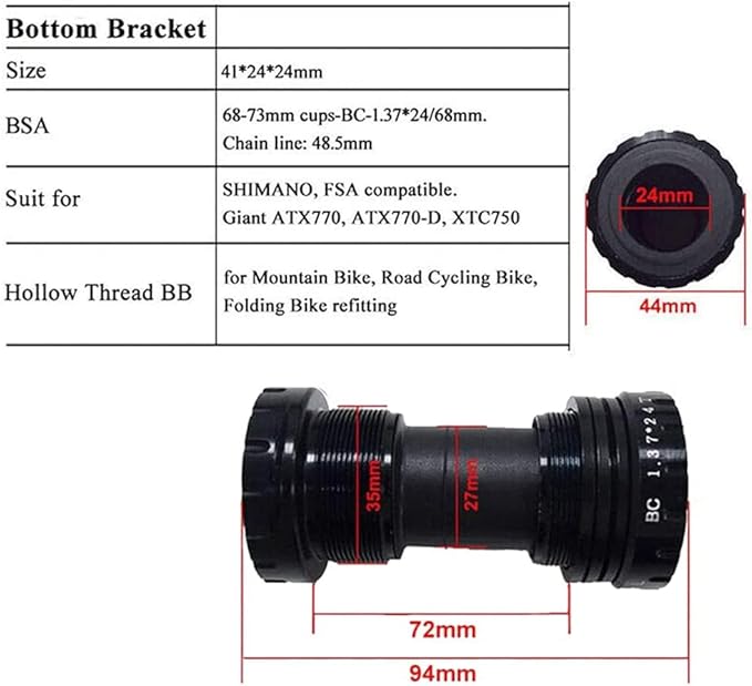 BUCKLOS IXF 104 BCD 30-52T Mountain Bike Crankset -Hollow Integrated MTB 170mm Crank Set- Aluminum Alloy Bike Crankset with Narrow Wide Tooth Chainring Bottom Bracket Bolts (Black/Red)