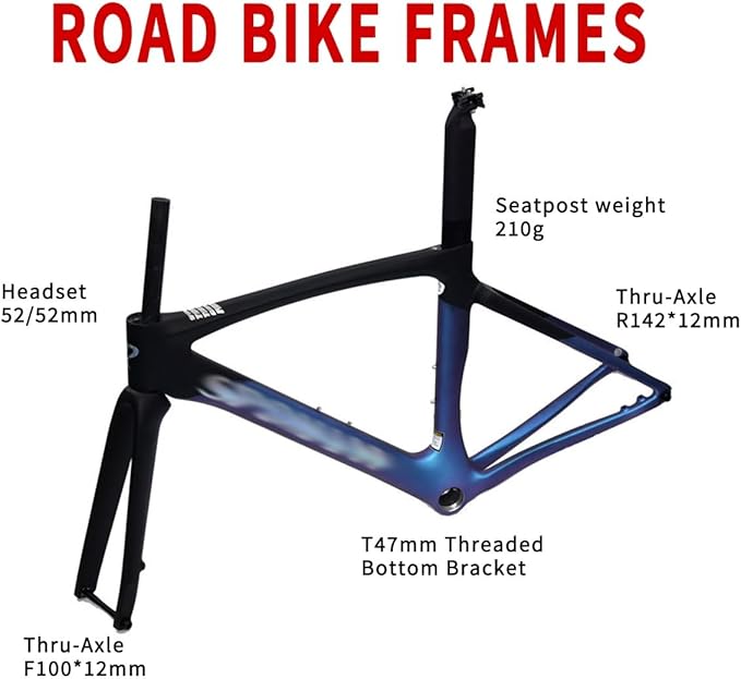 700C Road Bike Frameset 49/52/54/56/58cm Carbon Fiber Bikes Frame Thru Axle 100/142mm Disc Brake Frames Internal Routing