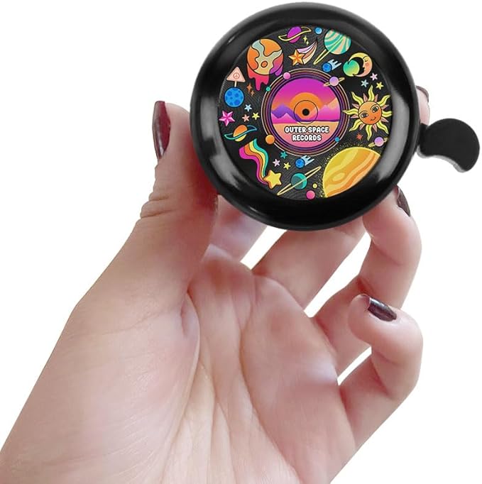 WIRESTER Black Aluminum Round Bike Bell, Classic Ring Bicycle Bell, Bike Accessories Bell Ring for Adults Kids Girls Boys - Dog Cat Animal Cute Records
