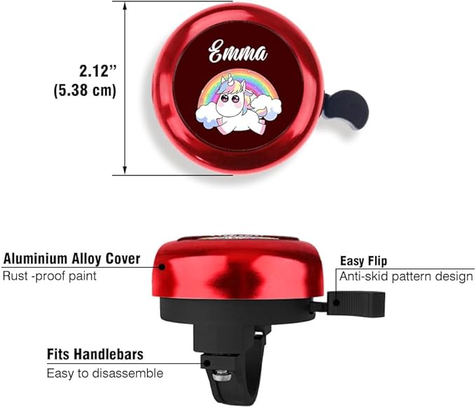 WIRESTER Personalized Custom Bike Bell with Your Text, Aluminum Round Classic Ring Bicycle Bell, Bike Accessories Bell Ring for Adults Kids Girls Boys