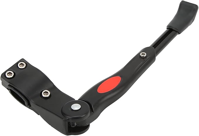 Bike Kickstand, Adjustable Non Slip Aluminum Alloy Side Support with Red Fluorescent Warning, Bicycle Kickstand for Mountain Road Bikes 22-27 Inch 700c Black