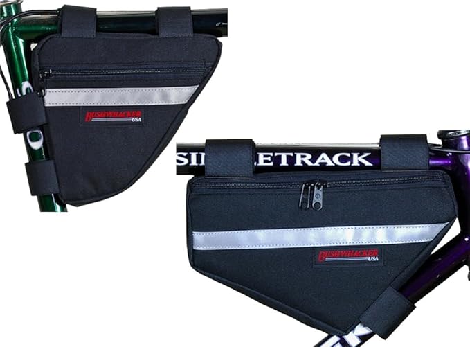 Bushwhacker Bike Frame Top Tube Bag Set, Ketchum + Laredo 2 Pack Reflective Water Resistant Cycling Storage Pouches for Road Mountain Commuter Bicycles
