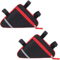 2 Pieces Bike Triangle Bag, Waterproof Bicycle Front Tube Frame Triangle Bag with Double-Sided Reflective Decoration (Red)