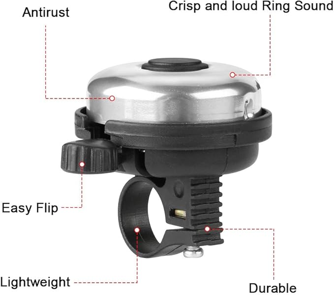 Accmor Classic Bike Bell, Aluminum Bicycle Bell, Loud Crisp Clear Sound Bicycle Bike Bell for Adults Kids