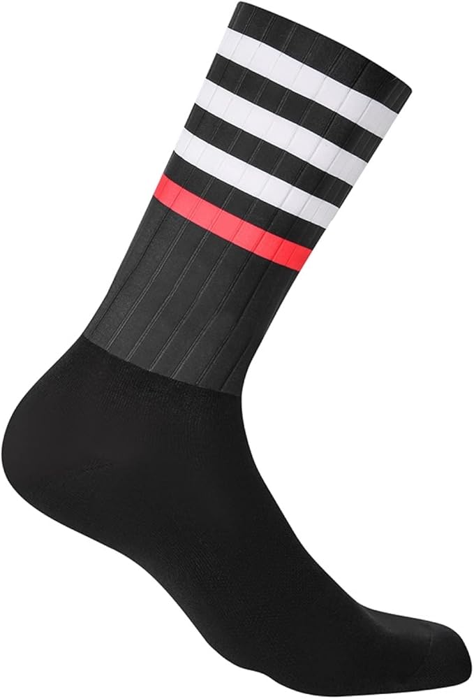 Mens Compression Socks Anti Slip Silicone Aero Socks White Line Men Bicycle Sport Running Socks