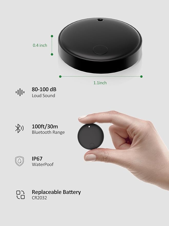 Tracker Tags for Android & iOS, Key Finder Tracking Device Smart Tracker Tag for Luggage, Wallet, Bike, Bags - Both Works with Apple Find My & Google's Find Hub - 2 Pack
