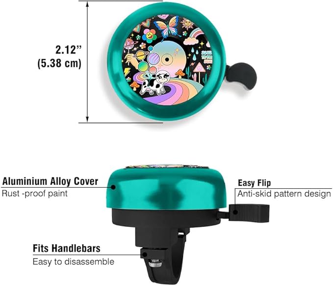 WIRESTER Green Aluminum Round Bike Bell, Classic Ring Bicycle Bell, Bike Accessories Bell Ring for Adults Kids Girls Boys