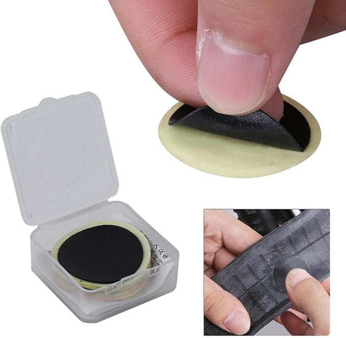 24Pcs Black Bike Tire Patch Kit,Glueless Bike Repair Patch, Round Bike Tube Patches, Bike Inner Tube Repair Kit, Bike Patch Kit for Road and Mountain Bikes Tire Repair Kits, Cycling Tires Tubes
