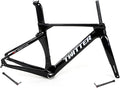 Carbon Road Bike Frameset 46/48/50/52/54/56cm 700c Wind Breaking Racing Frame Internal Routing Disc Brake Frame Set Thru Axle 100mm/142mm(Black,48CM)