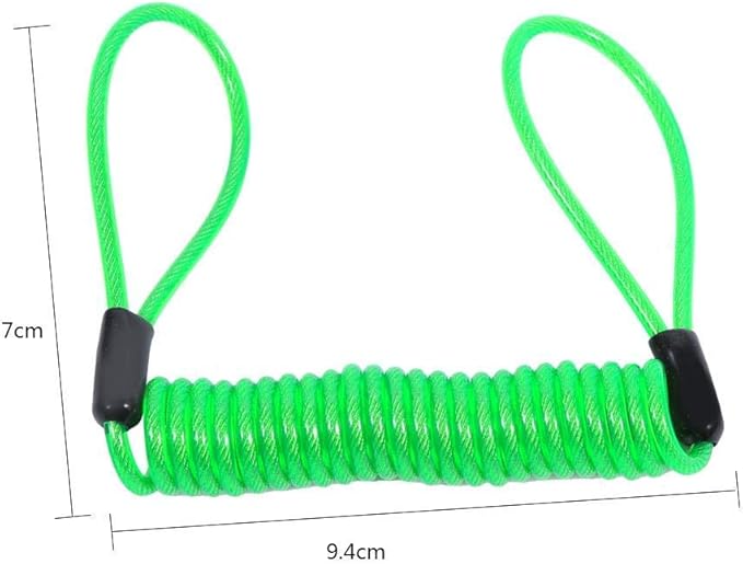 Keenso Reminder Coil Cable, Anti-Theft Alarm Disc Lock for Motorbikes, Motorcycles, Scooters, Bicycles, Green