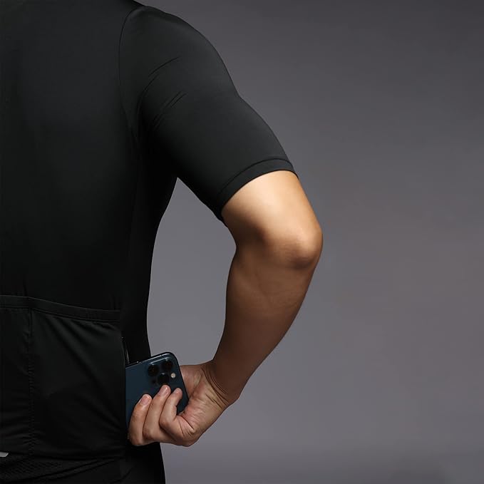 Men's Cycling Jersey Zipper Pocket Short Sleeve Lightweight Aero Race Fit Bike Jersey, UPF 50+ Biking Cycling Shirt