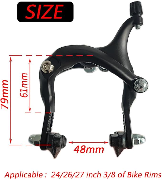 1 Pair 61-79mm Long Front & Rear C Caliper, Road Bike Brake Calipers for Fixed Gear Bikes Road Bikes Bike Accessories-Black