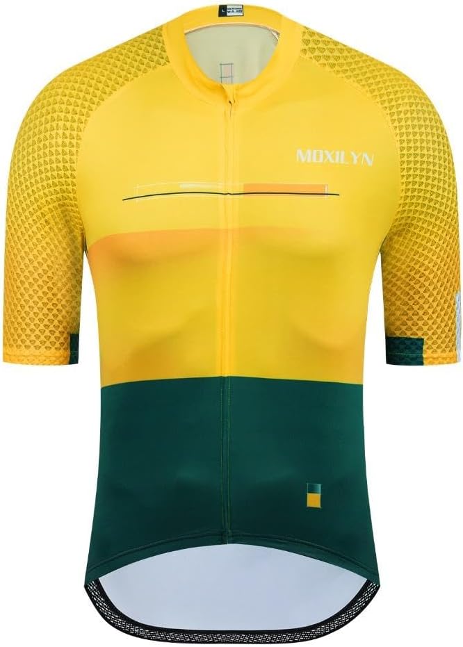 MOXILYN Men's Cycling Jersey Short Sleeve with 4 Pockets Moisture Wicking Breathable Quick Dry MTB Biking Shirt