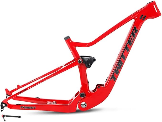 Mountain Bike Frame Carbon Fiber Trail Bike Frame 27.5/29er 15''/17''/19'' Suspension Frame Travel 120mm Boost Thru Axle 12x148mm Disc Brake XC/AM/DH(Red,27.5 * 19'')