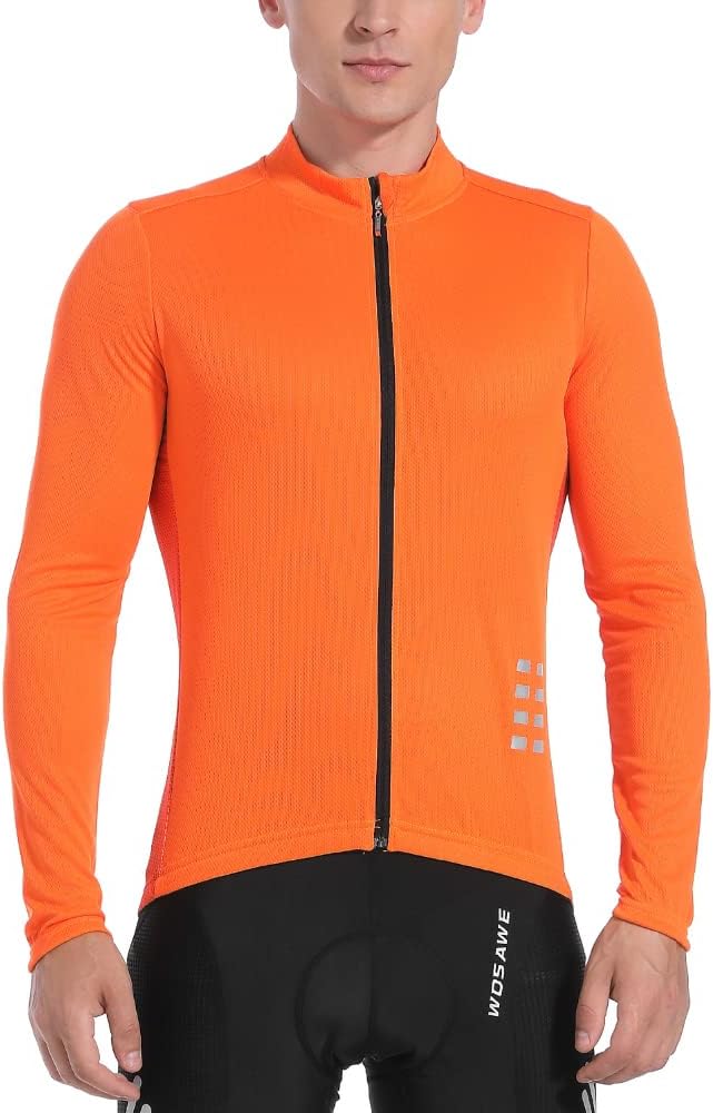 WOSAWE Men's Cycling Jersey Long Sleeve Bicycle Shirt Breathable Mountain Bike Tops for Riding, Running, Hiking