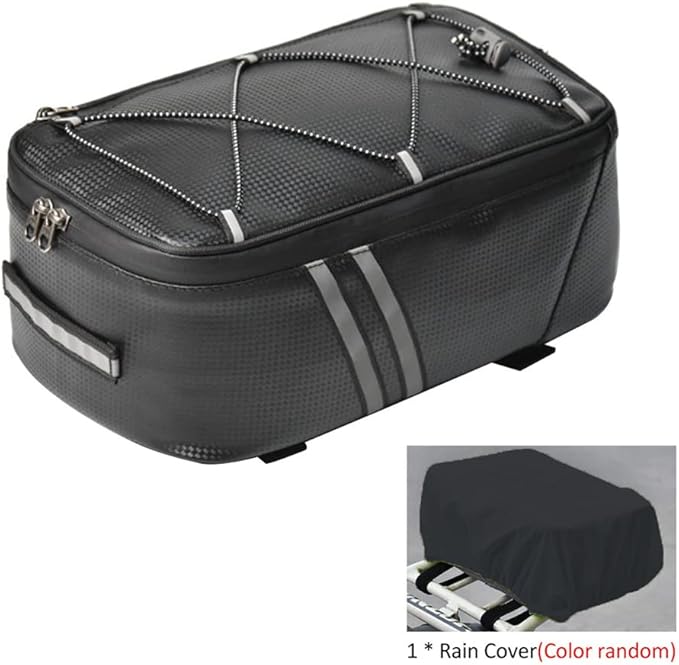 Tookie 8L Rear Carrier Luggage Bike Bag, Waterproof PU Leather Bicycle Rear Seat Cargo Bag Luggage Bike Bag Bicycle Saddle Bag with Rain Cover, Easy to Install