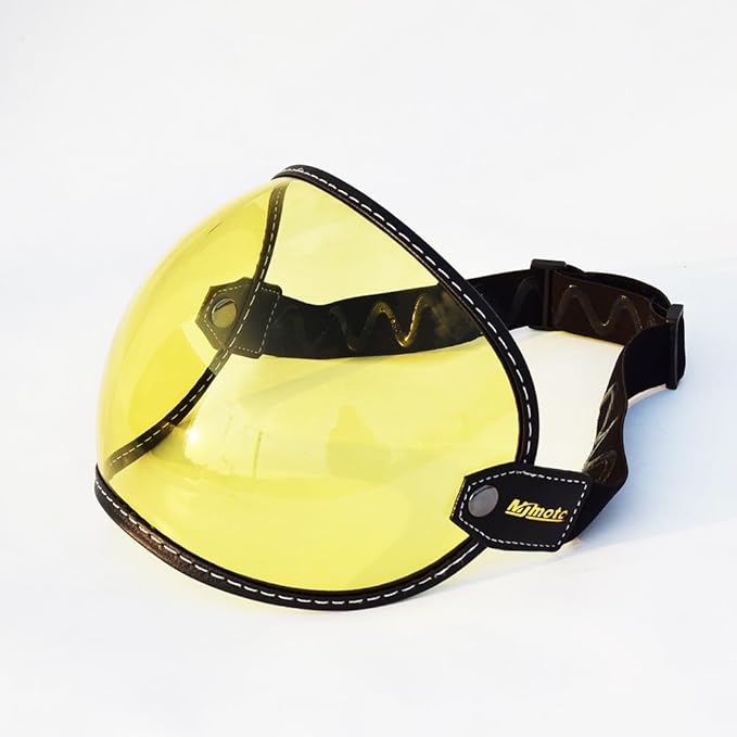 Universal Open Face 3/4 Helmet Visor Lens Bubble Motorcycle Windshield Capacete Lens Vintage Motorbike Helmet Goggles (Yellow)