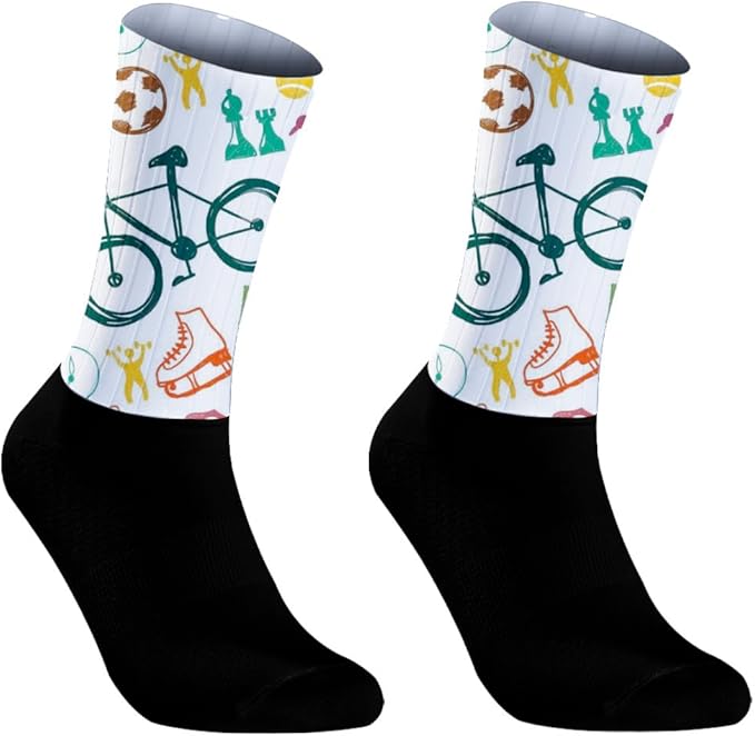 Cycling Socks Athletic Crew Socks Breathable Cushioned Compression Running Hiking Socks For Mens Womens