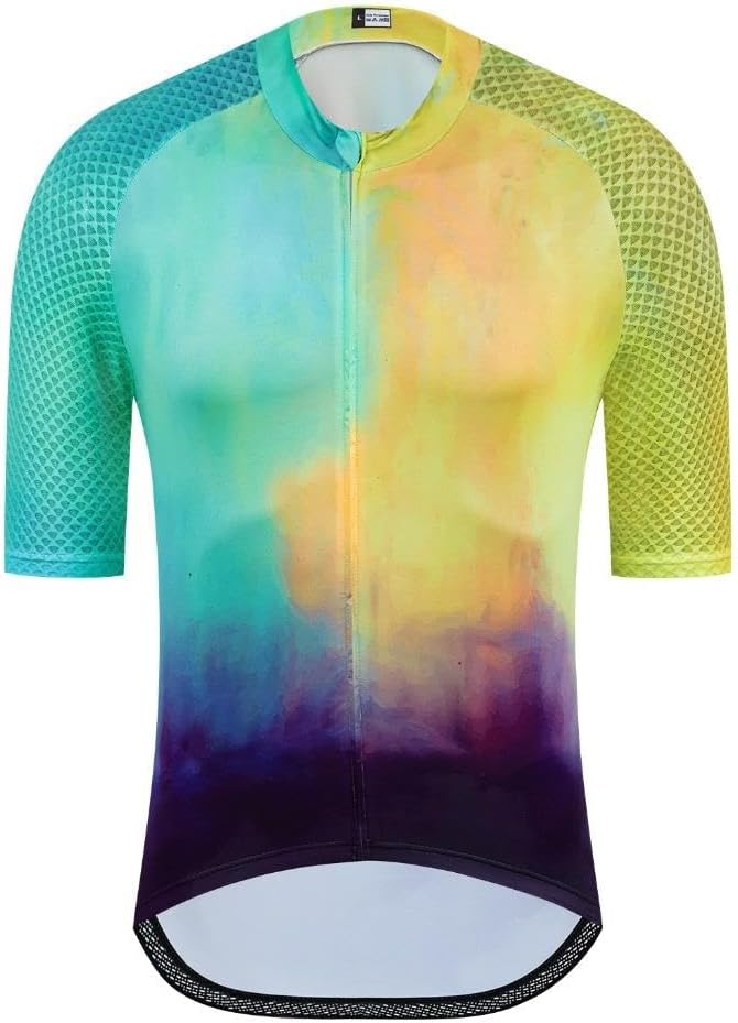 MOXILYN Men's Cycling Jersey Short Sleeve with 4 Pockets Moisture Wicking Breathable Quick Dry MTB Biking Shirt