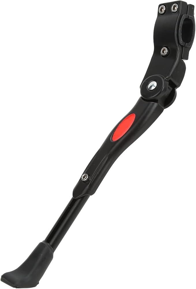 Bike Kickstand, Adjustable Non Slip Aluminum Alloy Side Support with Red Fluorescent Warning, Bicycle Kickstand for Mountain Road Bikes 22-27 Inch 700c Black